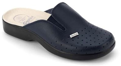 Saniflex 2921-10 Médico Certificado Zuecos Mules Zapatillas Zapatos de Cuero, Hombre, Azul, EU 43