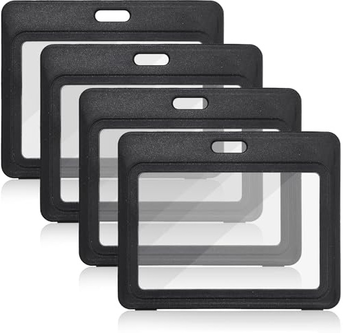 4 Stück Ausweishülle,Verschiebbarer Ausweishalter,Ausweishalter mit Doppelseitigen Fenstern,Hartplastik Id Kartenhüllen,Kartenhalter Schutzhülle,für Büro Schule Ausweis Kreditkarte Führerschein Pass