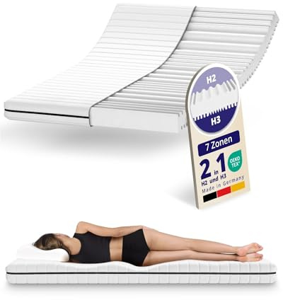 Mister Sandman Matelas 90x200 cm, Épaisseur 13 cm, Matelas en Mousse à 7 Zones, Réversible 2 Faces, Soutien Ferme Equilibré H2 H3, Housse Lavable, Fabriqué en Allemagne