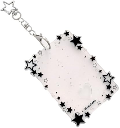 AEIXYA 1 Pièce Kpop Photocard Holder, Y2K Porte Carte Photo Avec Porte Clés Acrylique, Étoile Pour Support De Carte D'Identité, Fournitures De Bureau (Noir)