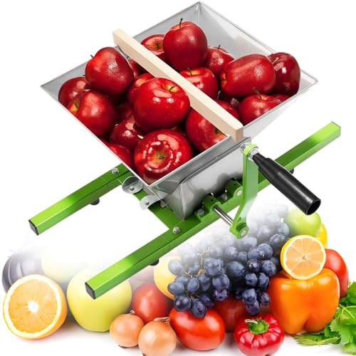 PRMTYUP Spremifrutta E Spremimele da 7 Litri, Grande Macinino Manuale con Impugnatura A Rulli, Spremifrutta in Acciaio Inox, per La Spremitura di Vino, Sidro, Mele, UVA,A