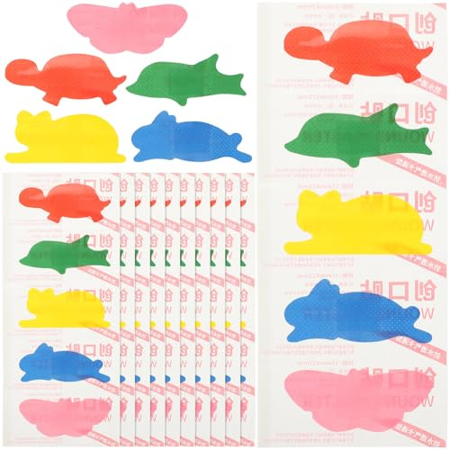 ADOCARN 4 Cajas Vendajes Adhesivos Transpirables para Heridas Infantiles, de Parches Autoadhesivos de Dibujos Animados Coloridos, Cajas, Vendajes Portátiles para Primeros Auxilios