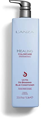 L'ANZA Healing ColorCare Ultra De-Brassing Professional Blue Conditioner - Color Toning Haircare to Eliminate Unwanted Brassiness, Sulfate-free Formula (33.8 Fl Oz)