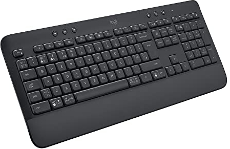 Logitech Signature K650 Teclado Inalámbrico Completo con Reposamanos, QWERTY Pan Nordic, Gris