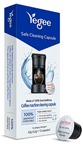 Yegee Powerful Cleaning Pods and Capsules Cleaner Kit - for Coffee Machines - Made from 100% Plant-Based 1st Grade Formula - Includes 10 Cleaning Capsules Incompatible with Vertuo