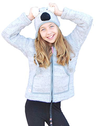 PINK YAK Jacke mit Tiermütze mit Form von Koala, für Kinder (S)