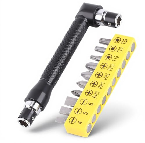Juego de 10 puntas de destornillador en forma de L, mango de extensión, llave de tubo hexagonal de doble cabeza, destornillador con 10 puntas de destornillador, juego de puntas hexagonales de llave he