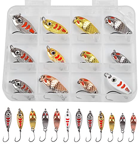 Trout Fishing Spoon Lure Set Single Hook Trout Lures Hard Metal Baits Mini Fishing Jig Spoon Lures for Perch Char Crappie