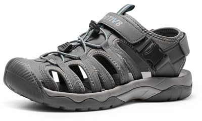 NORTIV 8 Men's Lightweight Sandals,Size 12,Grey/Blue,SNAS222M