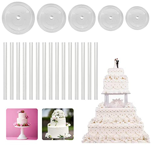 Tortenstützen 5pcs Torten Stabilisator Tortenplatte Tortenständer Kunststoff Kuchenstützen Wiederverwendbar Dübelstangen Tortendübel Tortenstützen für Mehrstöckige Torten Stapeln Hochzeit Gebursttag