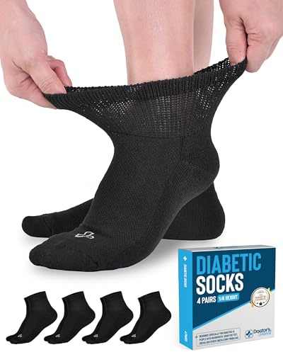 Doctor's Select Ankle Diabetic Socks for Men and Women - 4 Pairs | Diabetic Ankle Socks for Men | Neuropathy