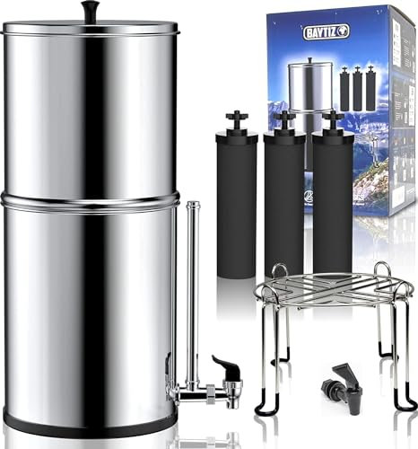 BAYTIZ ® Filtro de Agua por Gravedad 8.5 L,Purificador de Agua,Dispensador de Agua Potable,Filtros de Carbon Activado Compatibles Berkey Water Filter Purificadores Supervivencia Viaje Tapp Grifo