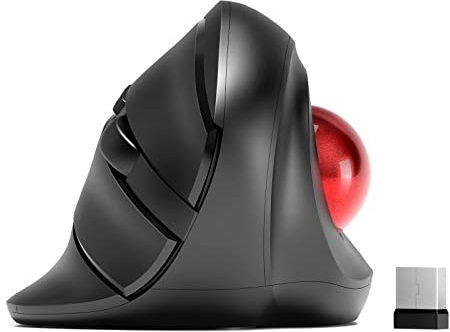 MicroPack Mouse trackball wireless, aggiornamento 2023, mouse ergonomico verticale per computer, 3 DPI regolabili, facile controllo del pollice per PC, laptop, Mac, Windows, nero