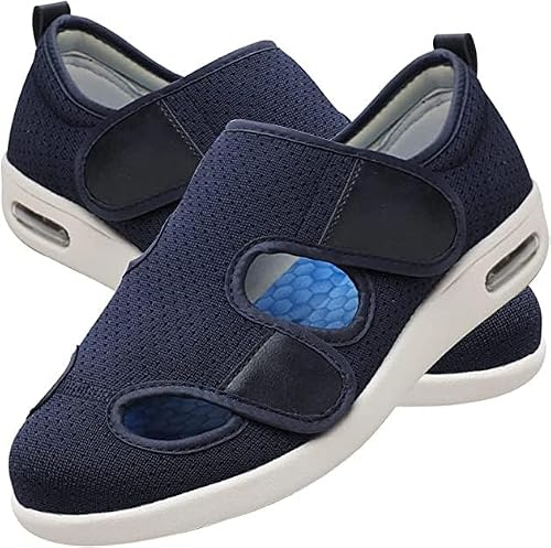 EIASER Zapatos Diabéticos para Pies Hinchados Zapato de Salud cómodo Zapatos Ortopédicos Diabéticos Zapatos Extra Anchos para Pies Hinchados Zapatos Diabéticos De Artritis Edema,Azul Oscuro,36EU
