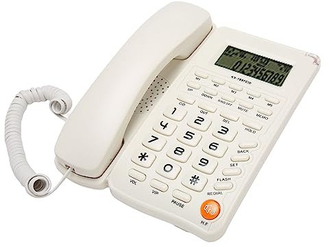 Schnurgebundenes Telefon, Festnetztelefon mit Hochauflösendem Display, Kabelgebundenes Telefon mit Großen Tasten und Rückruffunktion (Weiss)