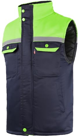 Yukirtiq Hombre Chaleco de Trabajo de Alta Visibilidad Invierno Ropa de Trabajo Chaleco Acolchado Multibolsillos Chaqueta Sin Mangas de Trabajo Chalecos Exteriores para Hombre