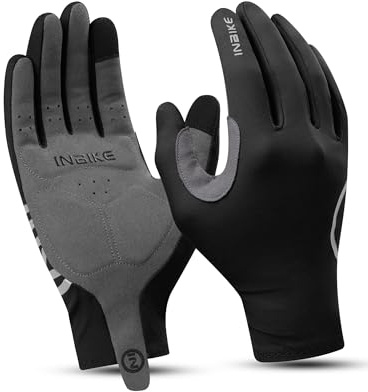 INBIKE Guantes Ciclismo Hombre Largo MTB Antideslizante Amortiguador Bicicleta de Carretera de Dedo Largo para Hombres y Mujeres Negro-M