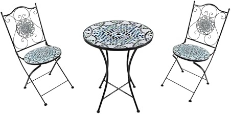 AXI Amélie Set Bistrot da Balcone, 2 Sedie 1 Tavolo, Per Veranda Mosaico Multi colori - Con Mosaico per Giardino/Terrazza