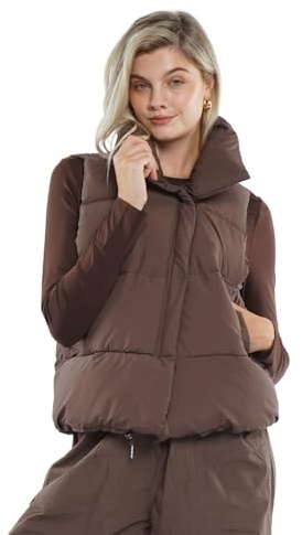 PUFFIT Women's Gilets Sleeveless Waistcoat Quilted Vest Winter Warmer Thick Coat with Pockets Outwear Water Repellent