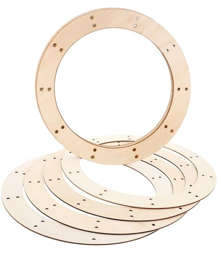 RORPOIR Set da 6 Cornici Rotonde in Legno per Ghirlande, Anelli per Artigianato Manuale, Supporto per Decorazioni Festive e Realizzazione di Ghirlande Personalizzate