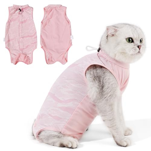 HEYWEAN Katzenbody Nach Op Body Katze Nach Op Kastration Katze Medizinischer Body für Katzen Nach Op Einteiler Katze Kleider Body Katzen Op Body Kastration Katze Body Operation Leckschutz Katze Body