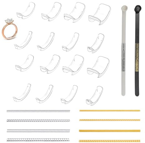 Lot de 24 réducteurs de bague invisibles pour chaque taille de bague - Protection invisible - Améliore la taille de la bague