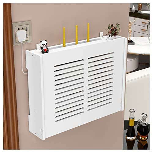 Armario de almacenamiento inalámbrico con persianas para decoración de pared, caja de almacenamiento para caja de fusibles y módem, ideal para sala de estar (42 x 31 x 10 cm)