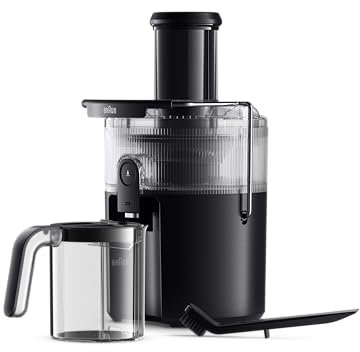 Braun MultiJuice 5 SJ500, Zentrifugalentsafter mit ColdXtract-Technologie, 75 mm Einfüllöffnung, 1,5L Fruchtsaftbehälter, Anti-Tropf-System, 4-faches Sicherheitssystem, Edelstahlfilter, 800W, Schwarz