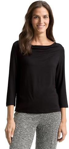TOM TAILOR Damen Langarmshirt mit Wasserfallkragen