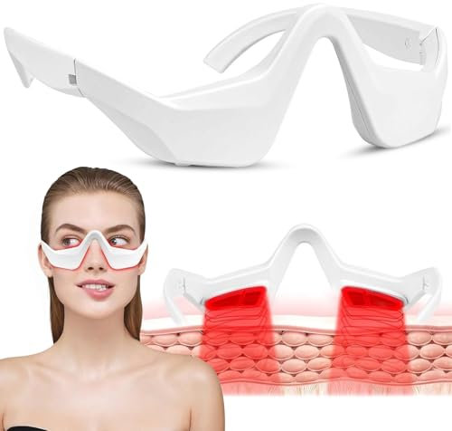 Under-Eye Red Light Therapy Device, Infrared Red Light Therapy Glasses, Microcurrent Eye Massager Red Light Eye Mask for Eye Bags Dark Circles Puffiness Wrinkles Fine Lines.