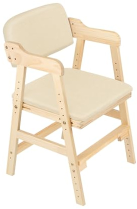 Hochstuhl, höhenverstellbarer Lehrstuhl, Stabil & Sicher bis 70 kg Holzhochstuhl für kinder von 2 bis 12 Jahren Buchenholz Kinderstuhl, für Kinder und Erwachsener-48 x 46 x 78 cm – Beige