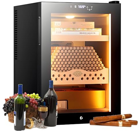 Electric Cigar Humidor,50 L Cigar Box Cabinet of Thermostatic Humidity Constant, Cigar Humidor Cooler with Spanish Cedar Wood Shelves and Drawer, Humidors Smoking Accessories,Simplecabinet