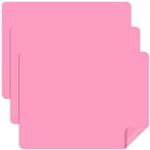 Luxeu Silicone Mat, 3 Pcs 40x30cm Silicone Sheet for Crafts, Non-Stick and Non-Slip, Nail Mat, for Resin Art, Craft Painting, Resin Accessories (Pink)