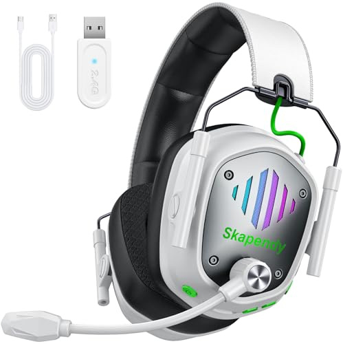 Skapendy VK81 Gaming Inalámbricos, Auriculares Gaming Inalámbricos para PS5, PS4, PC, Switch, Sonido Estéreo con Micrófono, Cascos con Luz LED y Autonomía de 50+ Horas