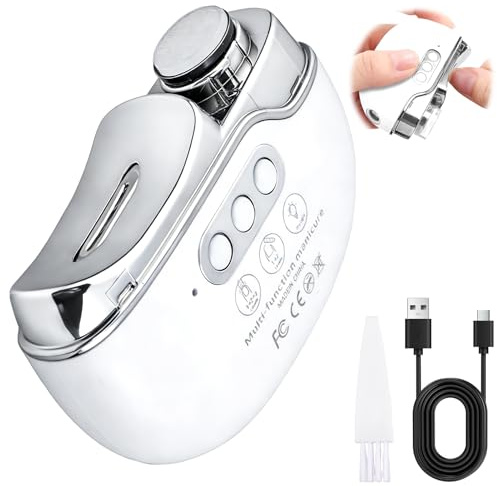 Tagliaunghie Elettrico 3 in 1 per Neonati, Bambini e Adulti – Lima Unghie Elettrica con Taglio Sicuro, Funzione Lucidatura, 3 Velocità Regolabili, Luce LED, Ultra-Silenzioso e Ricaricabile USB-C
