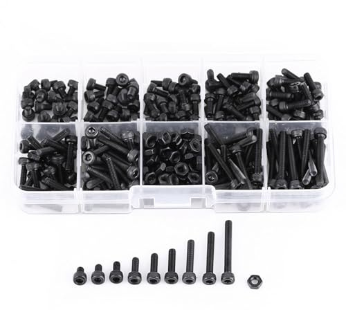 Walfront M3 Screws Assortment Kit Button Head Screws Grade 12.9 Socket Head Screws Bolts Nuts Fastener Kit with Storage Case 4/5/6/8/10/12/16/20/25mm Length（280PCS）