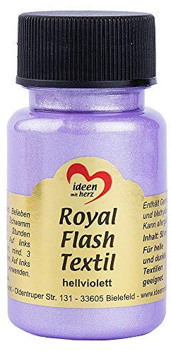 ideen mit herz Royal Flash Textile | peinture textile métallique | haute brillante & couvrante | convient aux textiles légers et foncés | à Base d'Eau | 50 ml (violet clair)