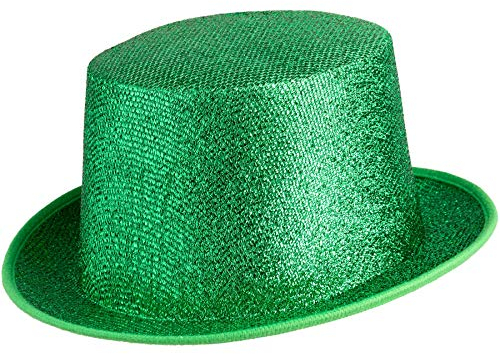 dressforfun 901029 Unisex Glitzer Zylinder Show Hut, nach oben gewölbte Krempe, stabile Form - diverse Farben - (grün | Nr. 304585)
