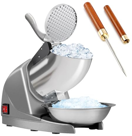 HORGELU Ice Crusher Ice Shaver 3 Blades with Ice Pick 286lbs/hr Snow Cone Machine 380W Shaved Ice Machine 2000rpm Food-grade Stainless Steel Ice Shaved Machine 110V Snow Cone Maker for Home Commercial