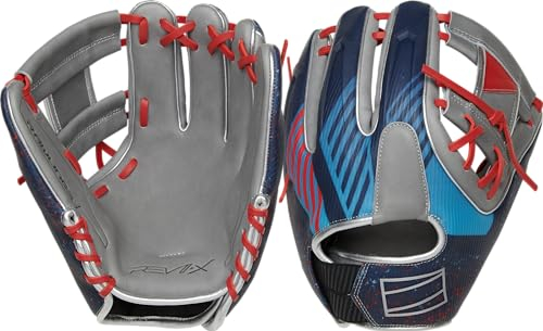 Rawlings Unisex-Erwachsene REV1X Baseball-Handschuh, Blau/Rot | Pro I-Web, 11.5 | Infield