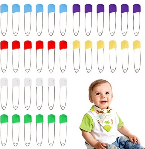 Sicherheitsnadeln,BabyMini Sicherheitsnadeln,Windelstifte,Windelnadeln Kindersicher,Geeignet für Speicheltücher,Windeln und Kleidung,Mehrfarbig (36)