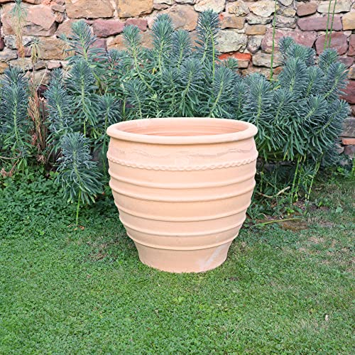 Großer Terracotta Pflanzkübel, Granatum 60cm - 100% Handarbeit, Blumentopf für den Innen- & Außenbereich – Mediterranes Flair für Zuhause