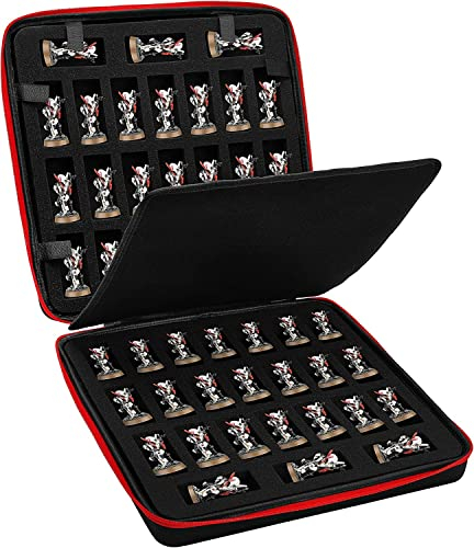 RHCOM Miniature Storage Sturdy Carrying Figure Case with 48 Slot Figurine Minature,Compatible with Warhammer 40k, Dungeons & Dragons and More (Black)