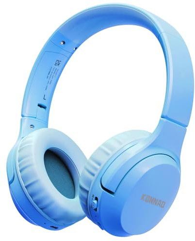 KONNAO Auriculares Inalámbricos para Niños de 60 Horas, Plegables con Micrófono, Limitador de Volumen 85 dB/94 dB, Auriculares Inalámbricos y con Cable, Auriculares Supraaurales para Niños y Adultos