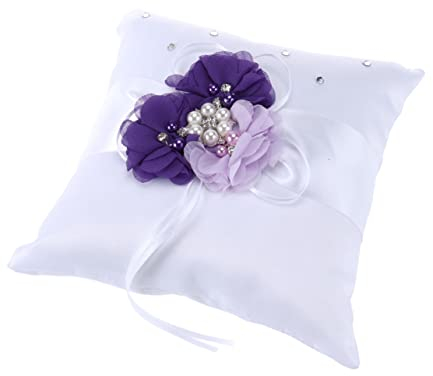 JOINPAYA Blumen Ringkissen FüR Hochzeiten Tragbares Eheringkissen Mit Perlen Modernes Design FüR Hochzeitszeremonien 20X20 cm
