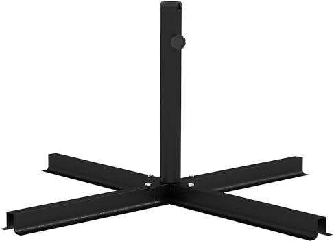 Outsunny Pied de Parasol Base de Parasol 3,8 KG Support de Parasol croisé en métal pour mât Ø 38 et 48 mm dim. 100L x 100l x 75H cm Noir