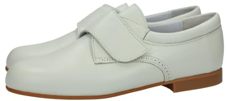 PUERTORREY 8554N Zapatos de Piel para niños, Zapatos de comunión y Eventos, con Cinta Textil Adhesiva, Color Beige, Hechos en España NIÑO Zapato COMUNIÓN Beige 36