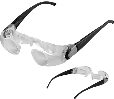 Lupas Gafas de aumento ajustables 4X Gafas de lupa portátiles antideslumbrantes para personas mayores con presbicia que miran televisión para lectura con baja visión, gafas de televisión de pesca Gafa