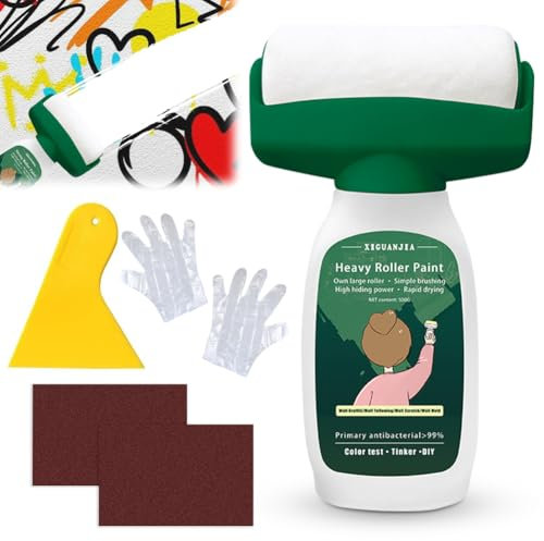 Rodillo Pintura Pared, Rodillo De Pintura para Reparar Paredes, Pintura Blanca Interior 500g, Paint Roller para Graffiti, Arañazos, Manchas, Grietas y Paredes Dañadas