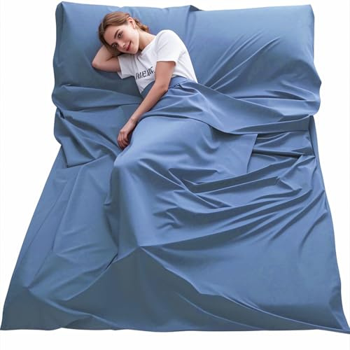 Sacco Lenzuolo, Sacco a Pelo Traspirante Antibatterico, Sacco A Pelo Capanna per Hotel, Campeggio, Escursioni, Alpinismo, Leggero, Compatto e Traspirante (160 * 210 cm)